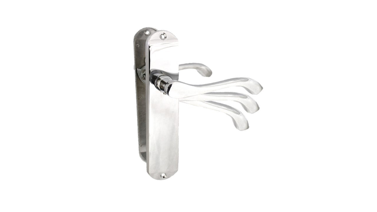 Cadenza Door Handles on Backplate Chrome Scroll Latch Handle