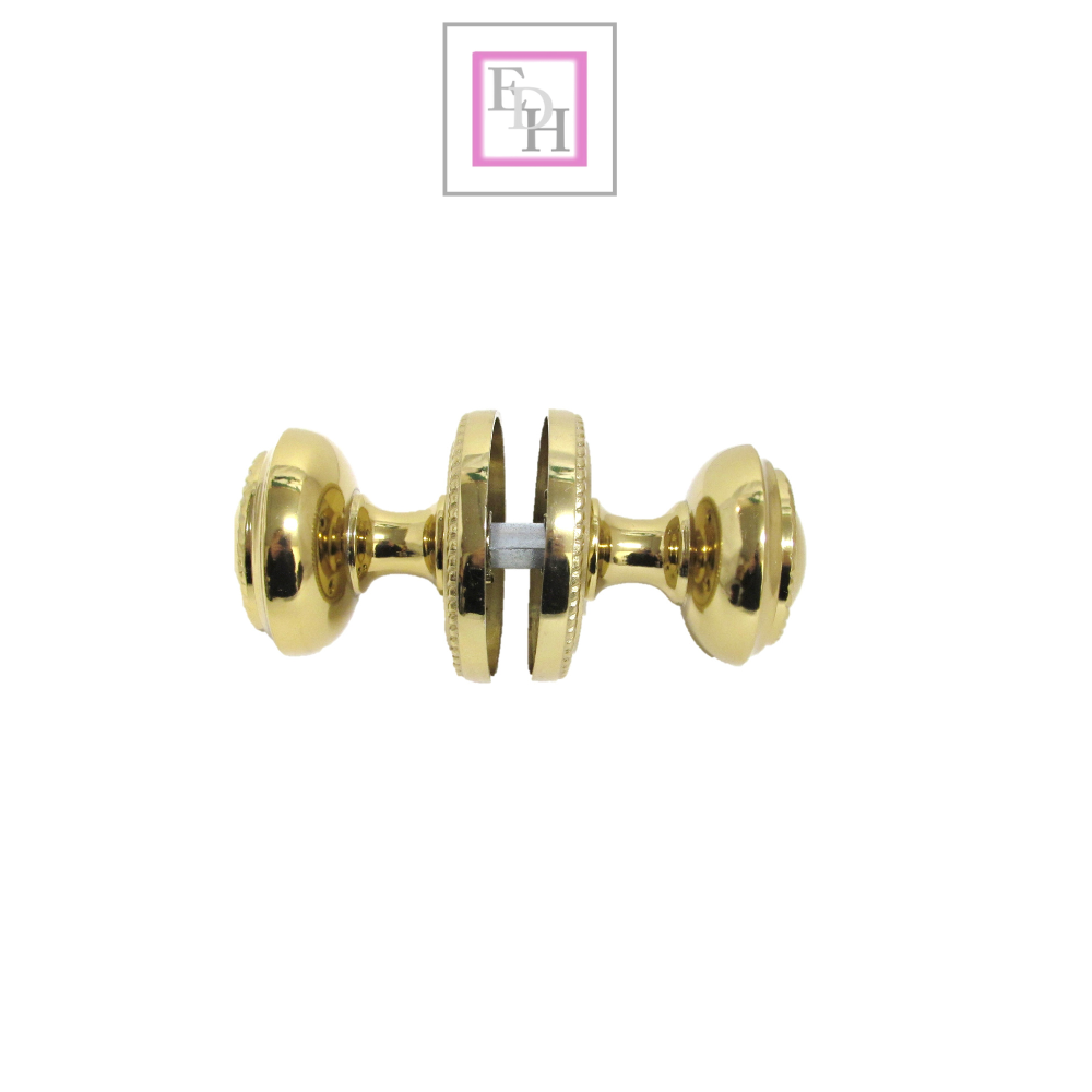 Brass Plated Round Georgian Style Sprung Internal & External Door Knobs for Mortice Locks & Tubular latches (1 Pair)