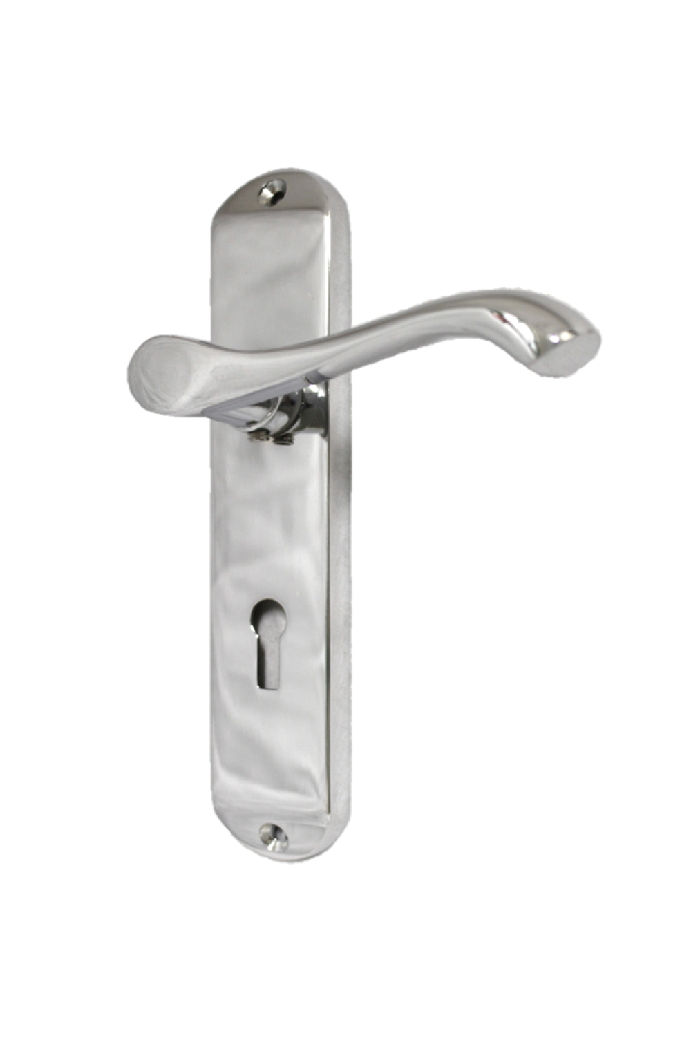 Cadenza Door Handles on Backplate Chrome Scroll Lock Handle