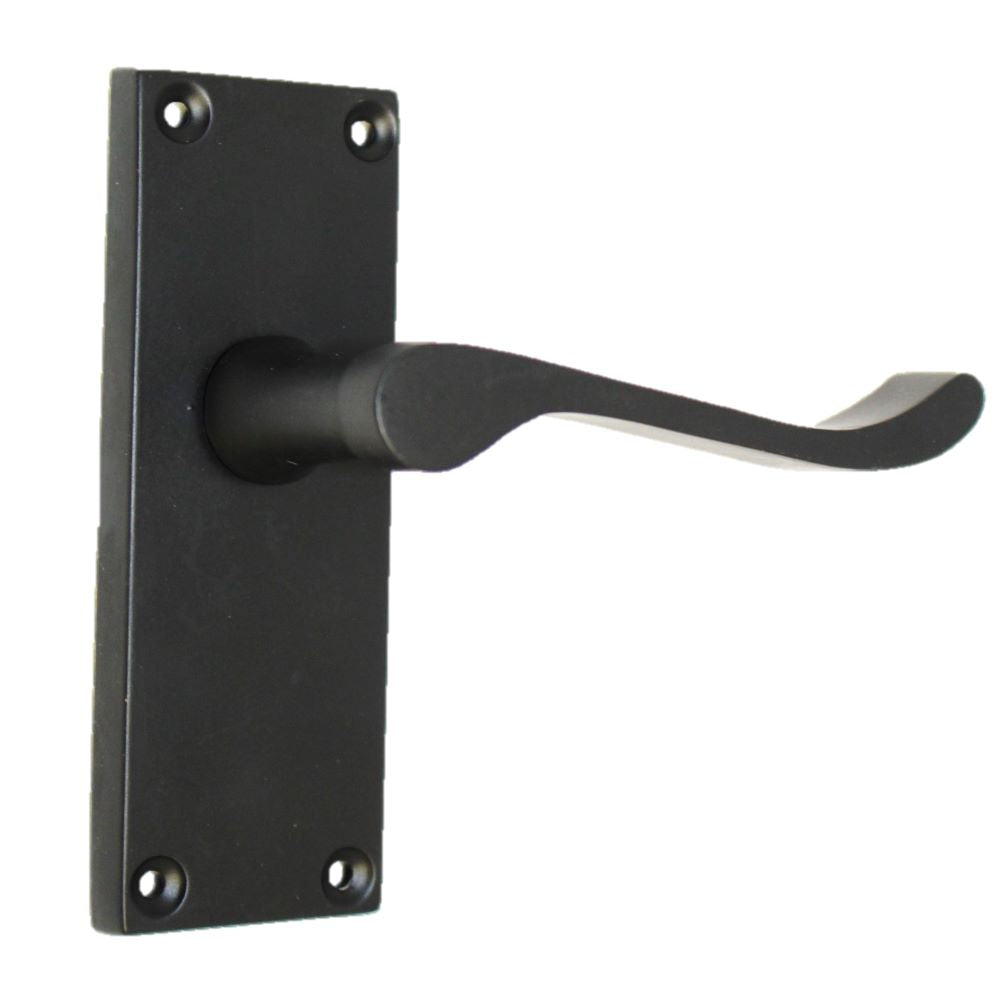 Door Handles Victorian Scroll Lever Internal - Matt Black 118 x 42mm