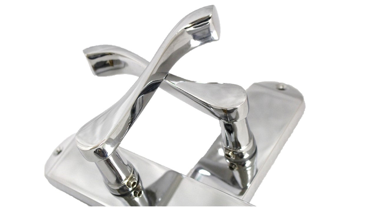 Cadenza Door Handles on Backplate Chrome Scroll Latch Handle