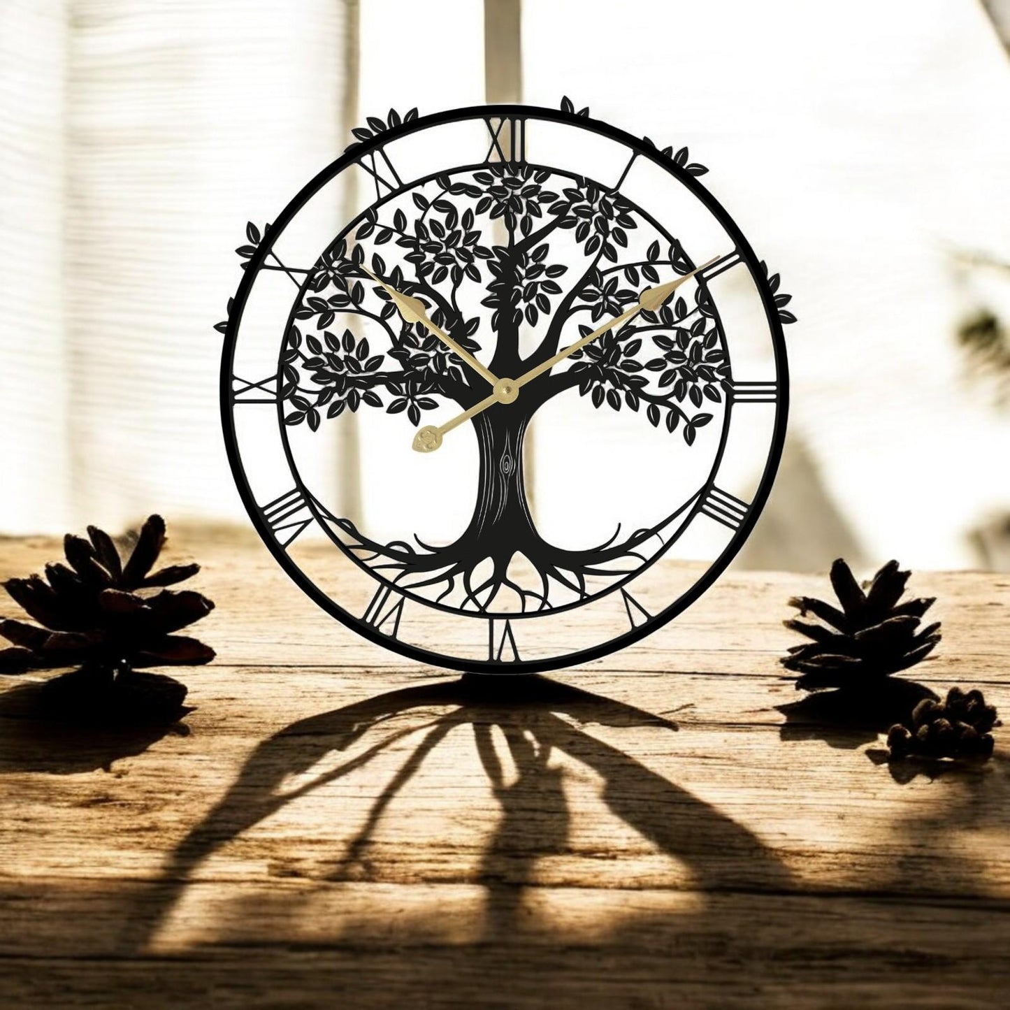 Tree of Life Silhouette Wall Clock (50cm x 50cm x 2cm) β Large Metal Decorative Indoor and Outdoor Clock for Garden, Living Room & Patio