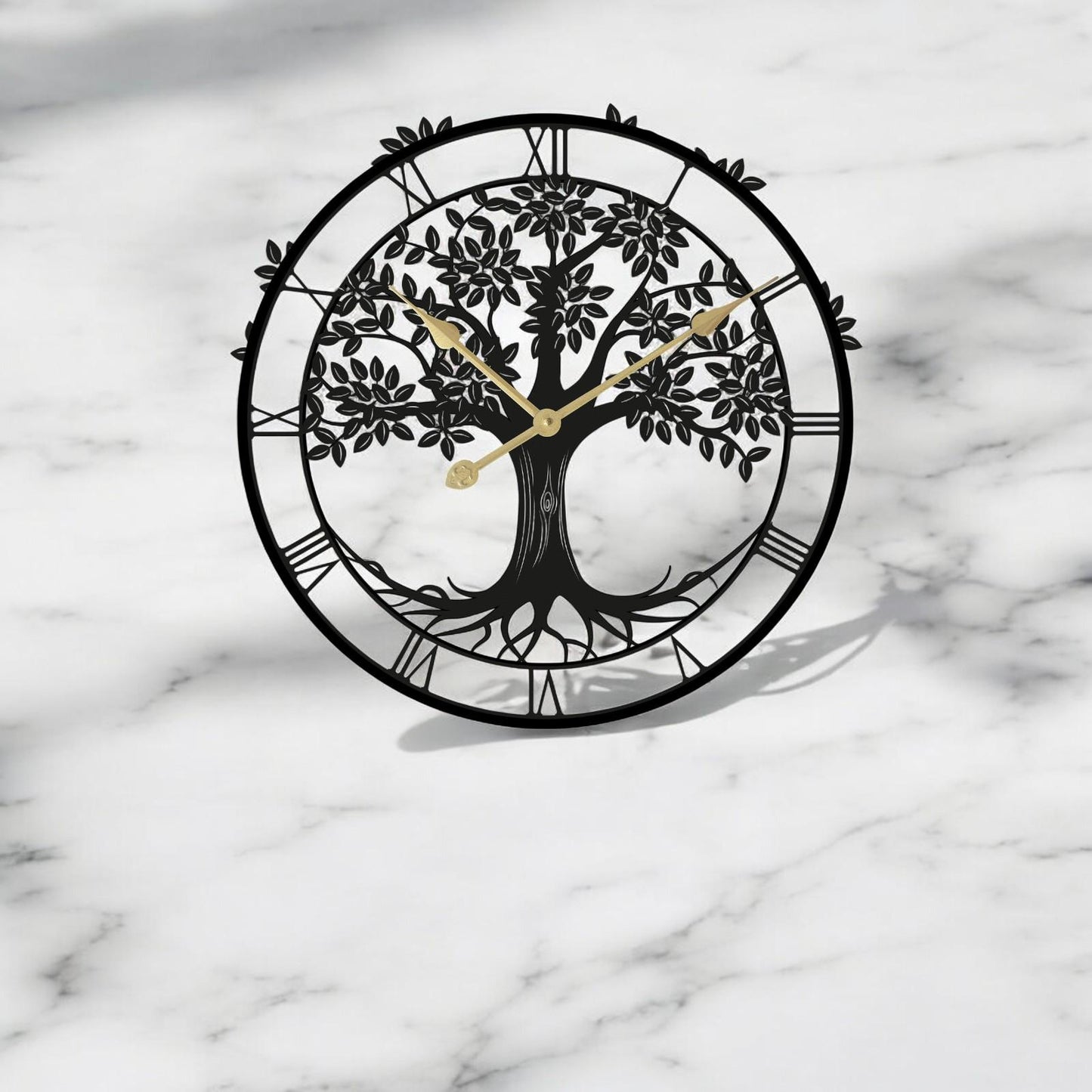 Tree of Life Silhouette Wall Clock (50cm x 50cm x 2cm) β Large Metal Decorative Indoor and Outdoor Clock for Garden, Living Room & Patio