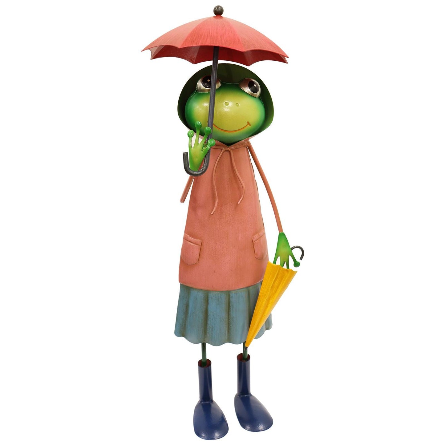 Tall Metal Pink Soggy Froggy (46cm x 18cm x 14cm) β Quirky Handcrafted Frog Garden Ornament β Metal Frog Statue for Outdoor