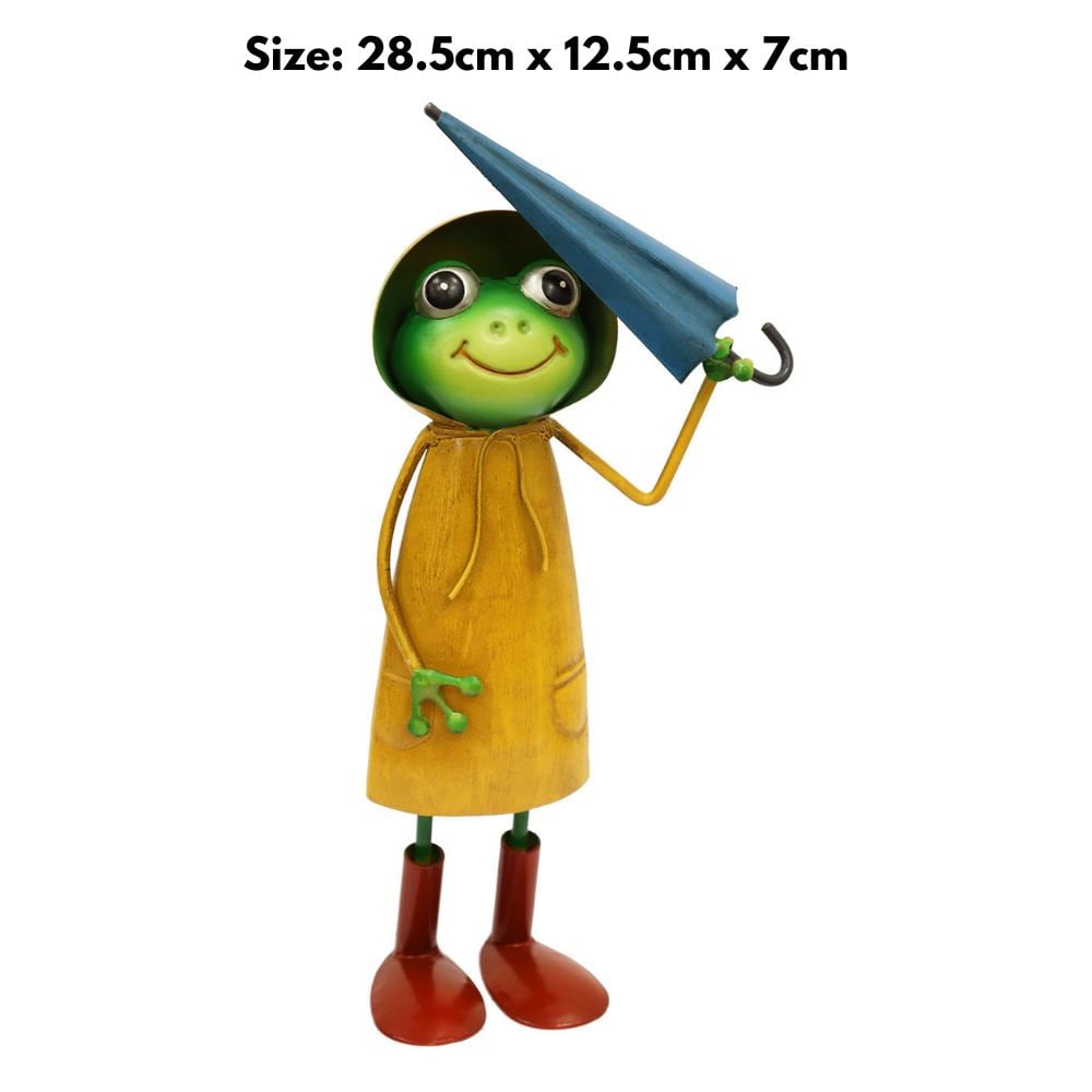 Metal Yellow Soggy Froggy (37.5cm x 15cm x 14cm) β Quirky Handcrafted Frog Garden Ornament β Weather-Resistant Metal Frog Statue for Outdoor
