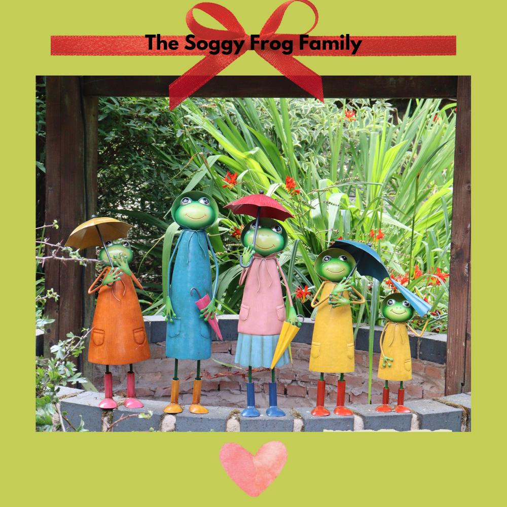 Tall Metal Blue Soggy Froggy (46cm x 18cm x 14cm) β Quirky Handcrafted Frog Garden Ornament β Metal Frog Statue for Outdoor