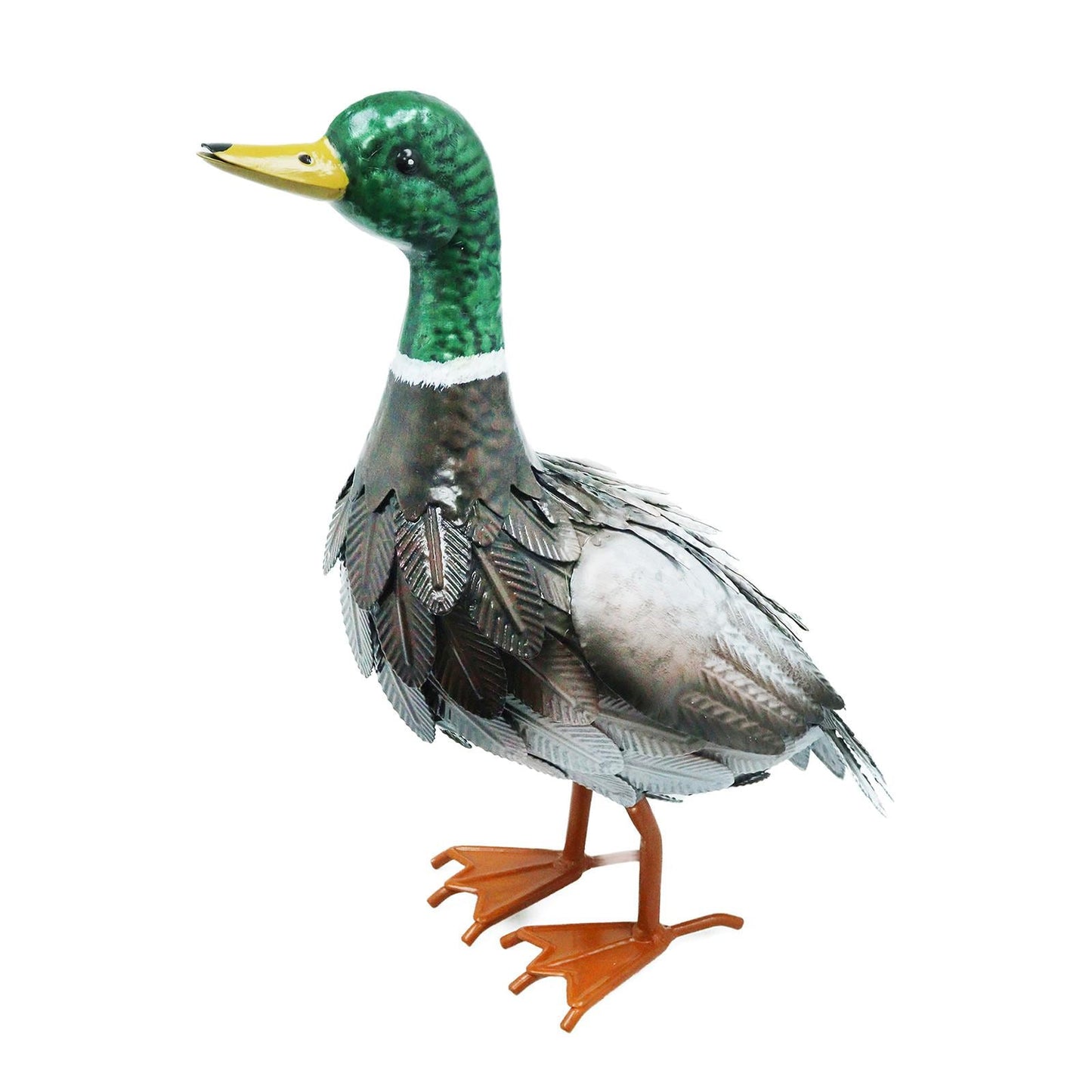 Metal Farmyard Male Duck (38.5cm x 15.5cm x 30cm) β Handcrafted Rustic Duck Garden Ornament β Weather-Resistant Metal Duck Statue
