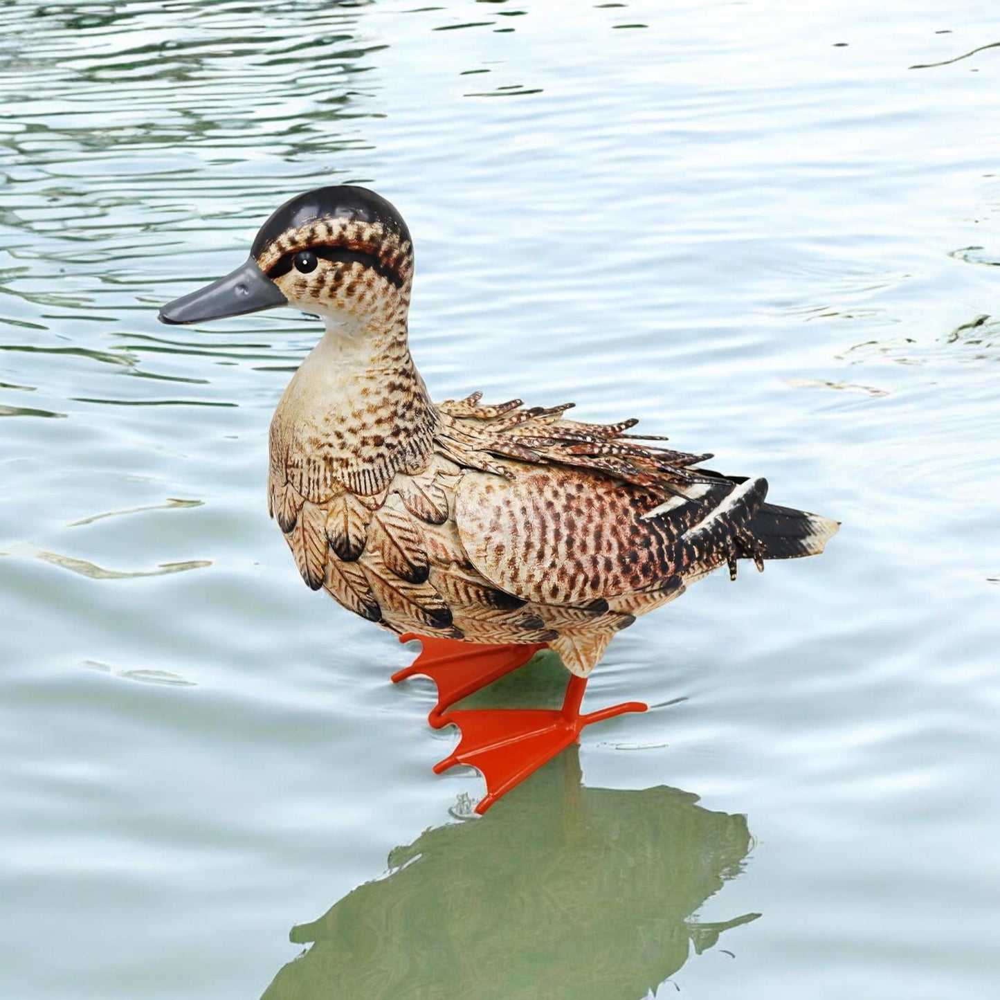 Metal Farmyard Female Duck β Handcrafted Rustic Duck Garden Ornament β Weather-Resistant Metal Duck Statue
