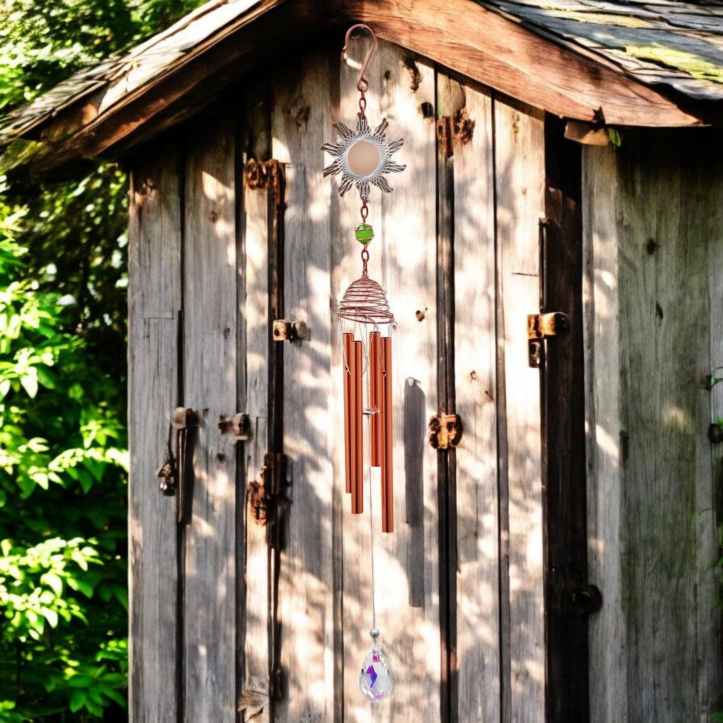 Rose Gold Sun Wind Chime – 58cm x 8cm x 6cm | Elegant Solar-Themed Metal Wind Chime for Outdoor & Indoor Décor | Soothing Melodic Chime