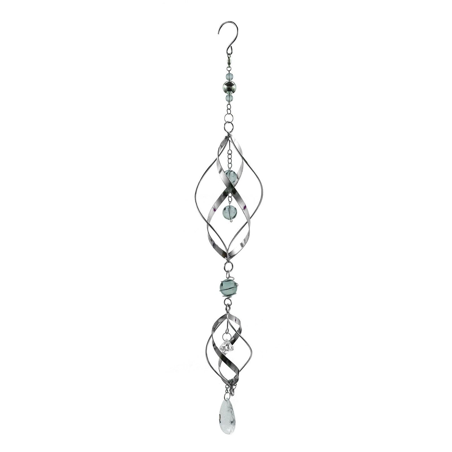Double Stainless Steel Spiral Spinner – 57cm x 9cm x 9cm | Elegant Garden Wind Spinner | Durable Outdoor Décor for Patios, Gardens