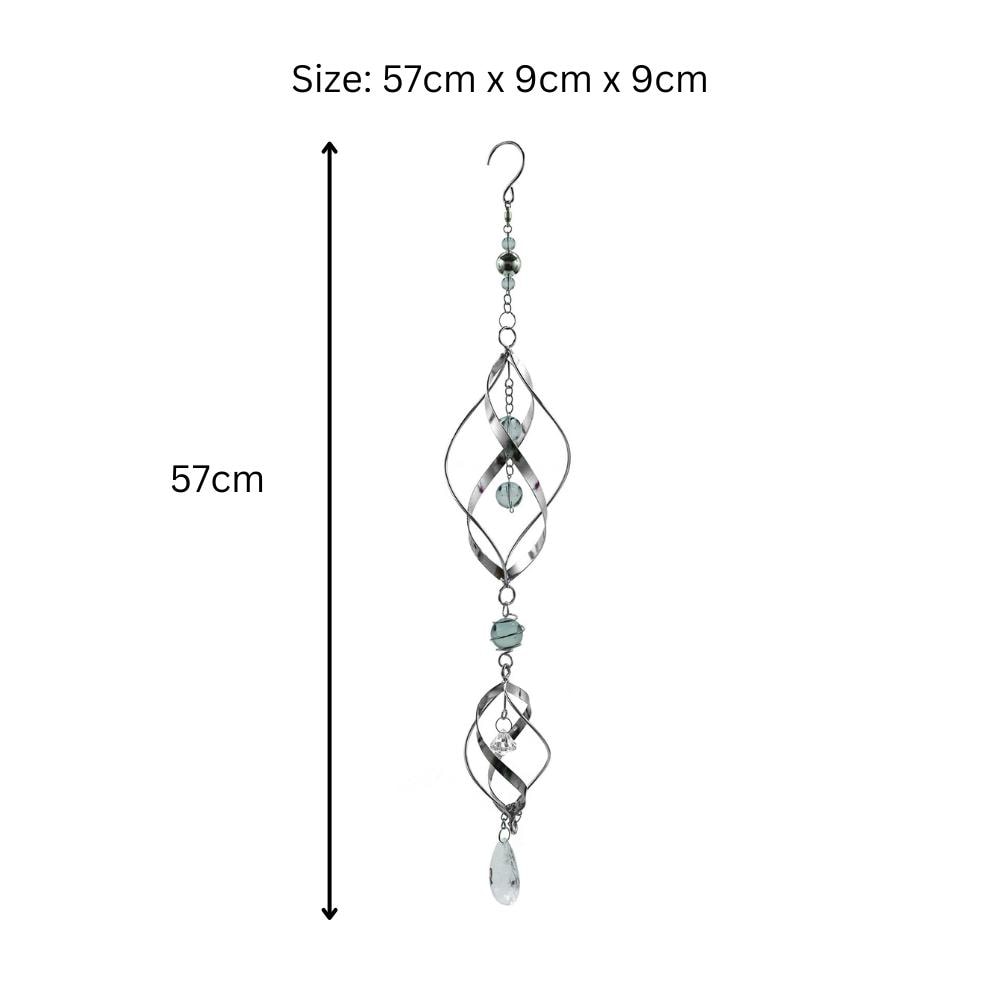 Double Stainless Steel Spiral Spinner – 57cm x 9cm x 9cm | Elegant Garden Wind Spinner | Durable Outdoor Décor for Patios, Gardens