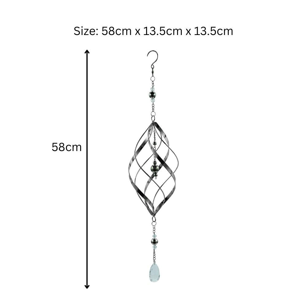 Single Stainless Steel Spiral Spinner – 58cm x 13.5cm x 13.5cm | Elegant Garden Wind Spinner | Durable Outdoor Décor for Patios, Gardens