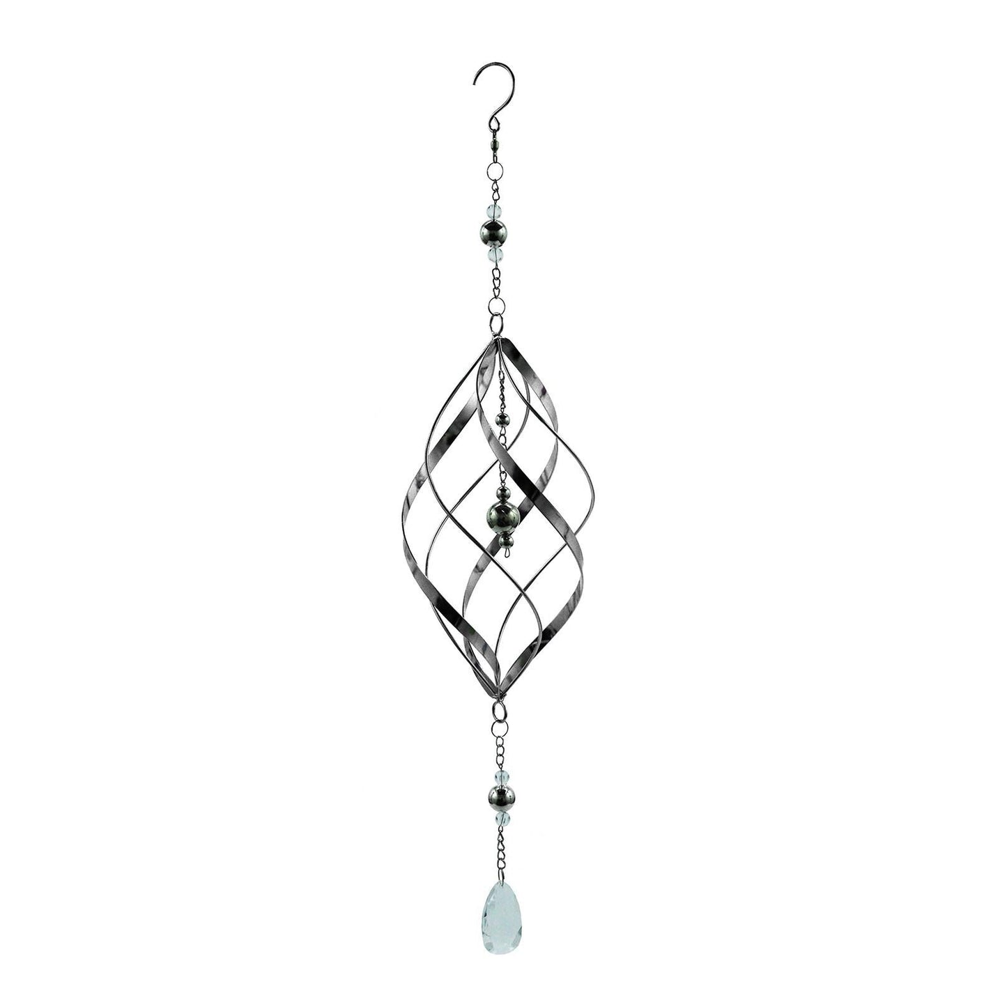 Single Stainless Steel Spiral Spinner – 58cm x 13.5cm x 13.5cm | Elegant Garden Wind Spinner | Durable Outdoor Décor for Patios, Gardens