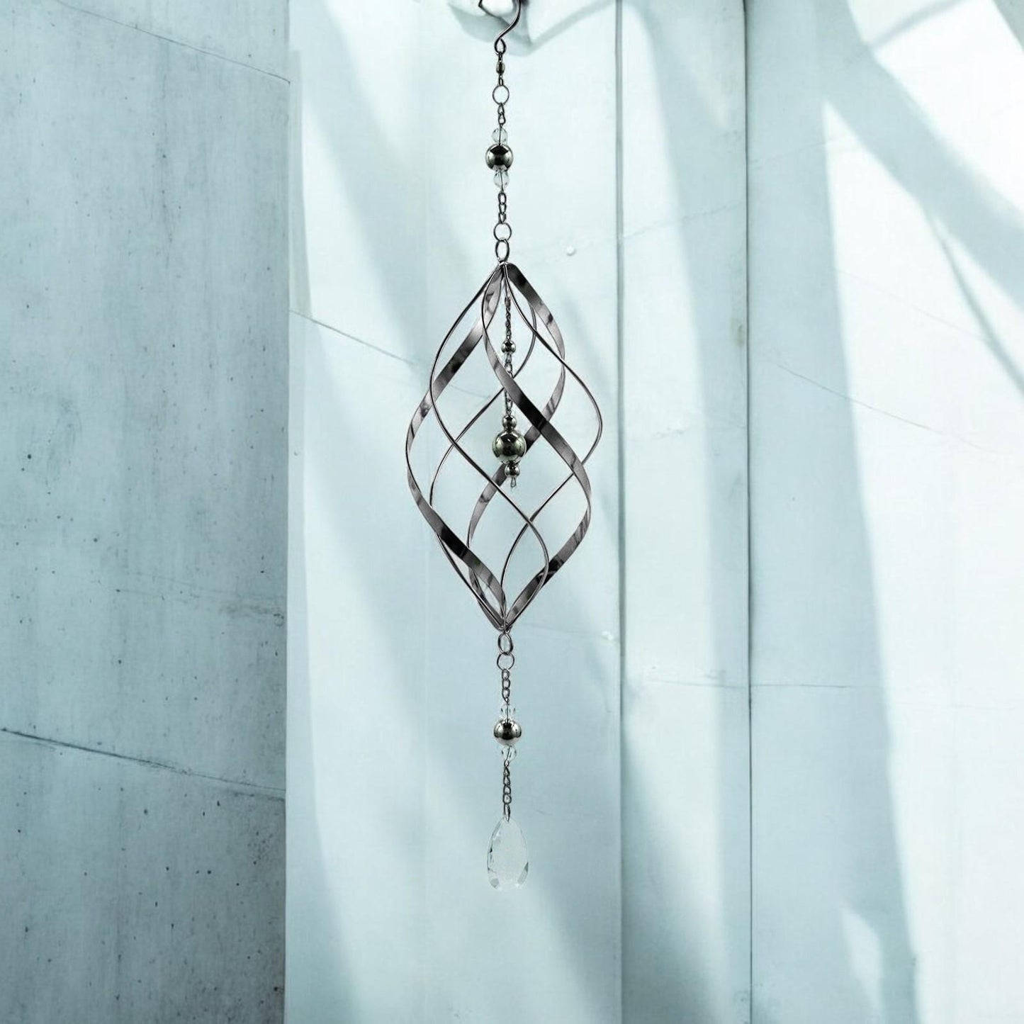 Single Stainless Steel Spiral Spinner – 58cm x 13.5cm x 13.5cm | Elegant Garden Wind Spinner | Durable Outdoor Décor for Patios, Gardens