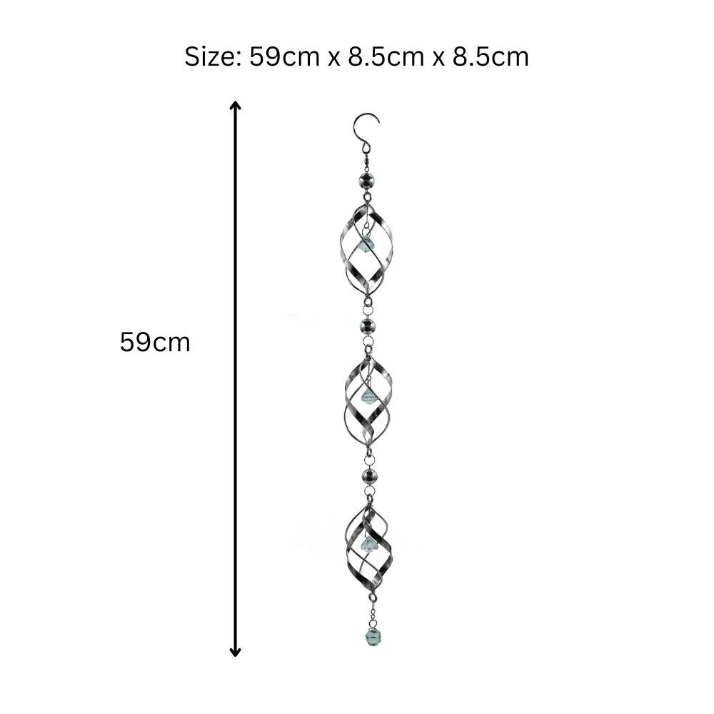 Triple Stainless Steel Spiral Spinner – 57cm x 9cm x 9cm | Elegant Garden Wind Spinner | Durable Outdoor Décor for Patios, Gardens