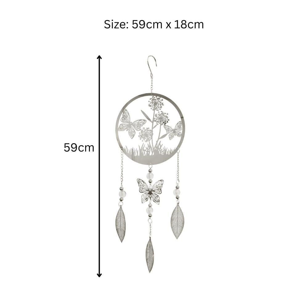 Butterfly Stainless Steel Hanging Dreamcatcher β 59cm x 18cm | Elegant Wind Spinner for Indoor & Outdoor Use