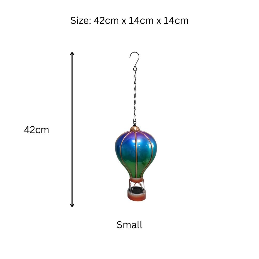 Small Aurora Solar Hot Air Balloon β 42cm | Color-Changing Solar-Powered Hanging Lantern & Wind Spinner