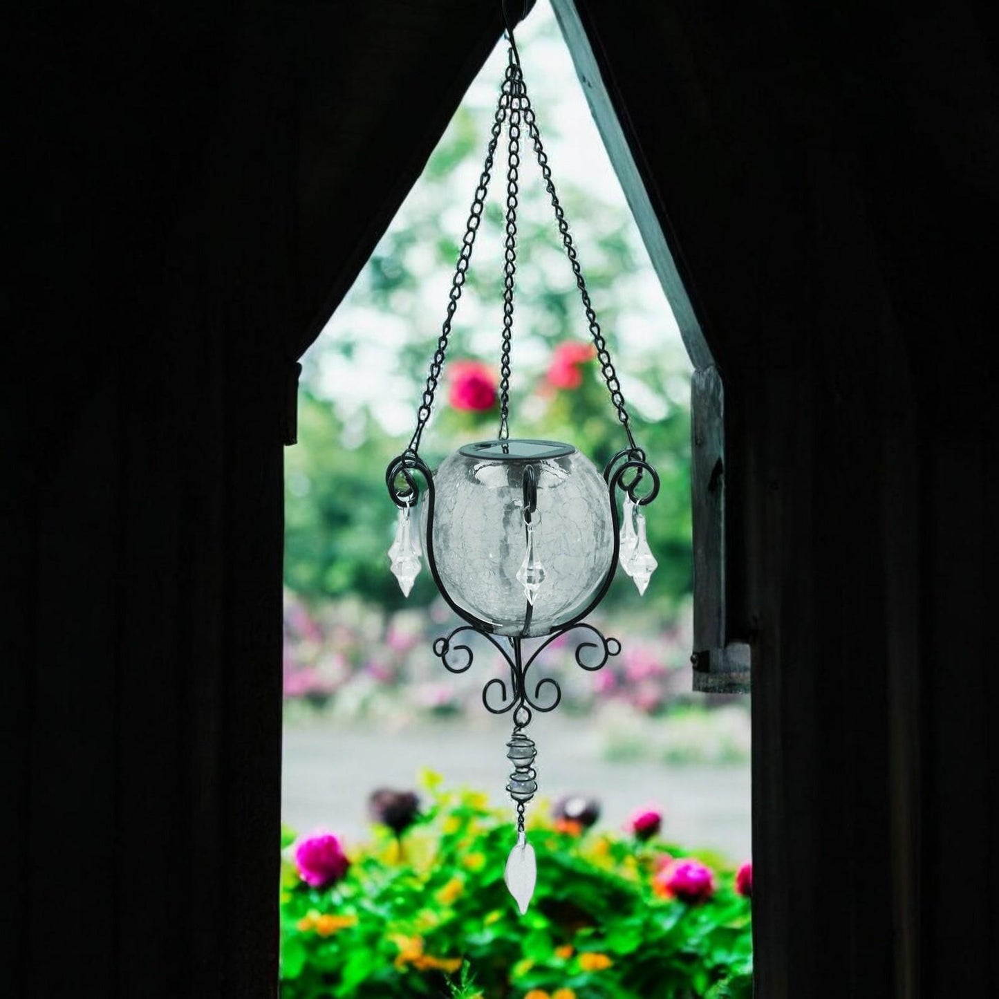 Mystic Moroccan Clear Glass Solar Lantern β 55cm | Solar-Powered Outdoor Lantern with Intricate Moroccan Design