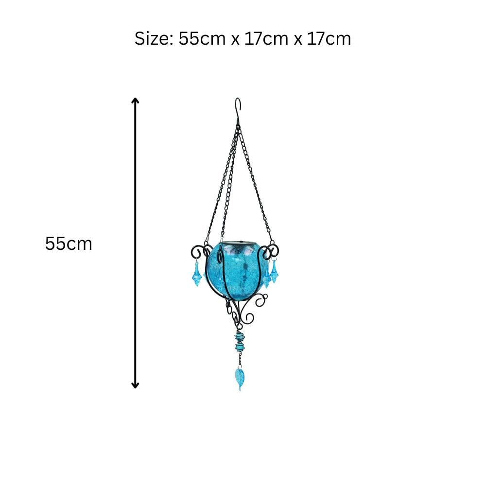 Mystic Moroccan Clear Aquamarine Solar Lantern β 55cm | Solar-Powered Outdoor Lantern with Intricate Moroccan Design