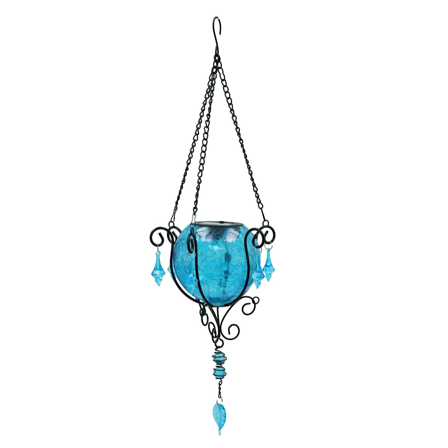 Mystic Moroccan Clear Aquamarine Solar Lantern β 55cm | Solar-Powered Outdoor Lantern with Intricate Moroccan Design