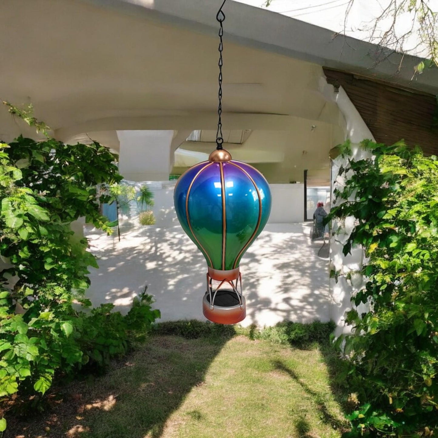 Small Aurora Solar Hot Air Balloon β 42cm | Color-Changing Solar-Powered Hanging Lantern & Wind Spinner