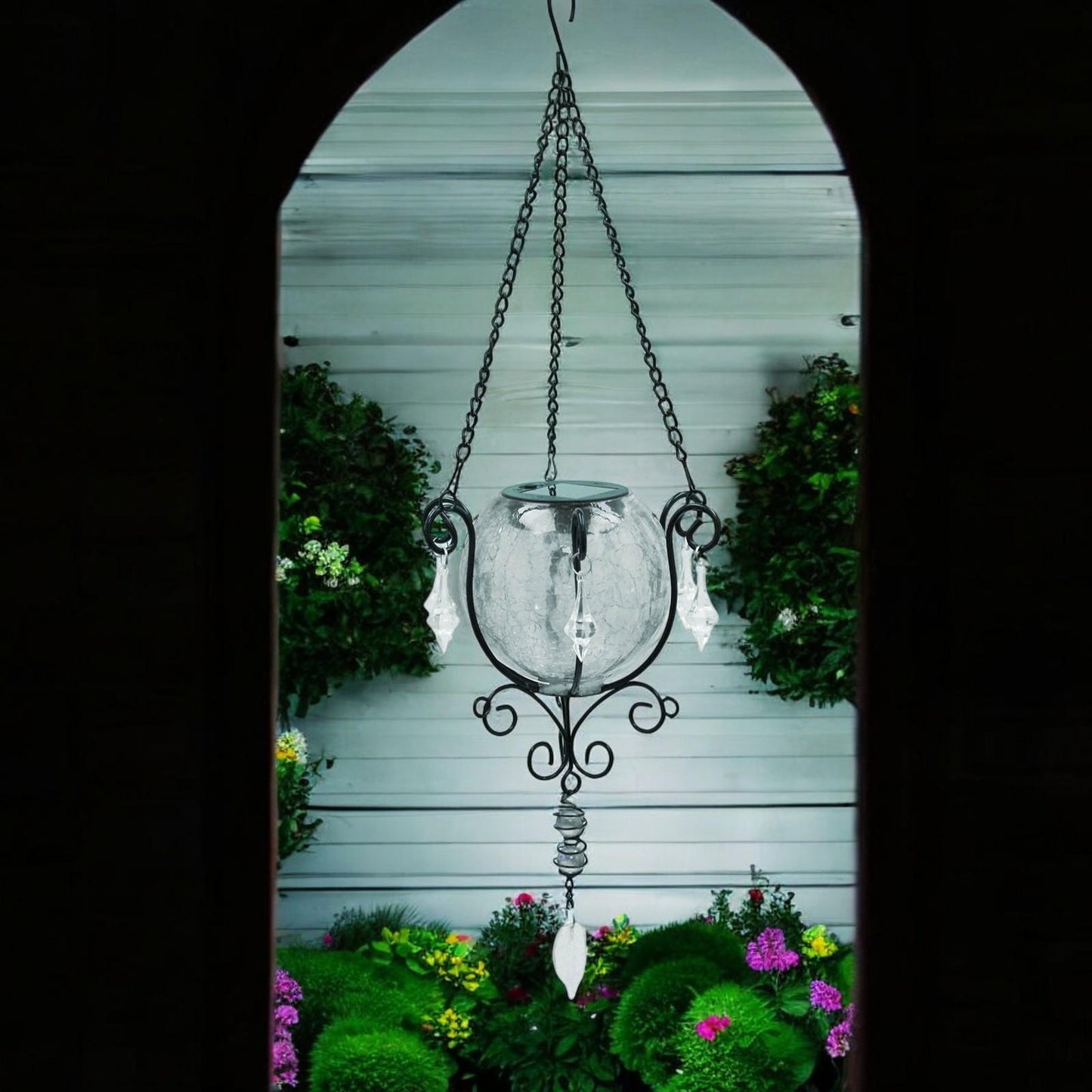 Mystic Moroccan Clear Glass Solar Lantern β 55cm | Solar-Powered Outdoor Lantern with Intricate Moroccan Design