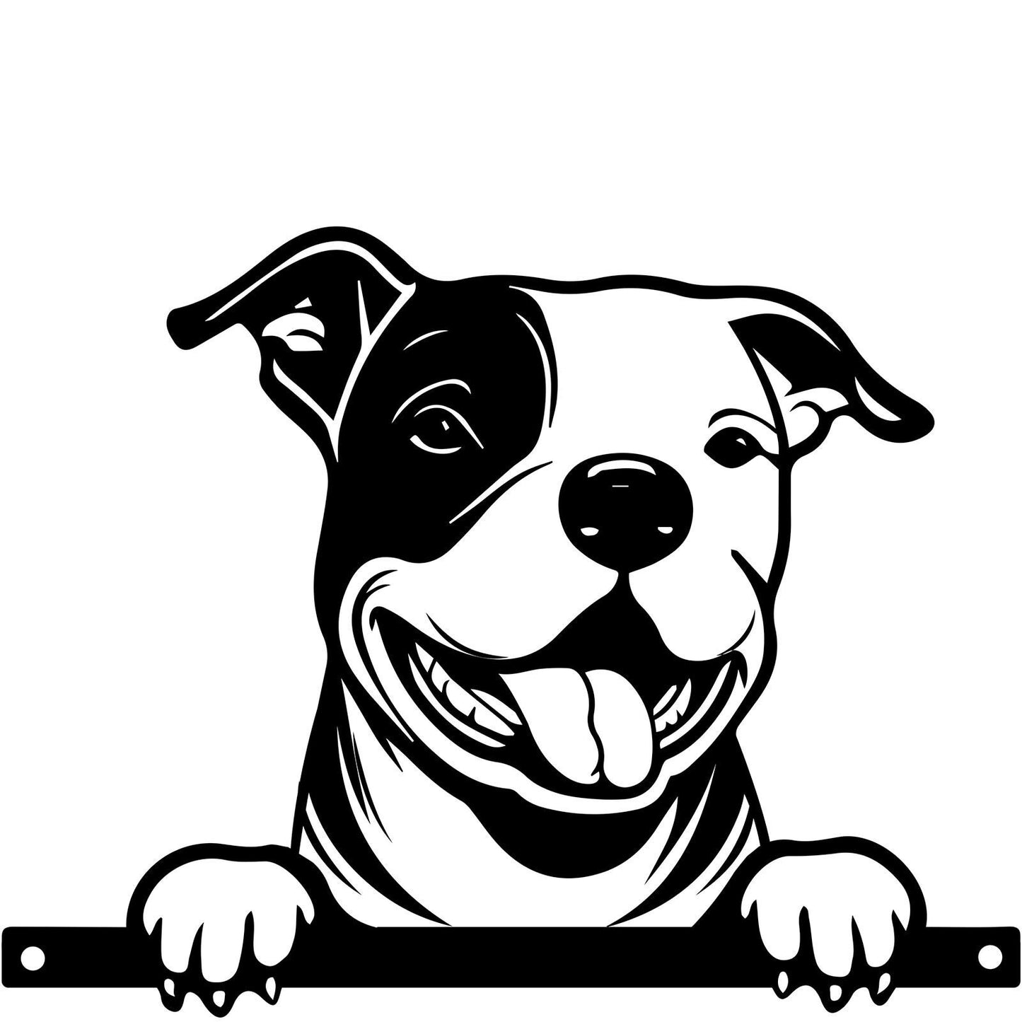 Metal Staffie Peeking Dog Silhouette – 25cm x 9cm x 1.5cm | Decorative Metal Dog Art for Home & Garden Décor