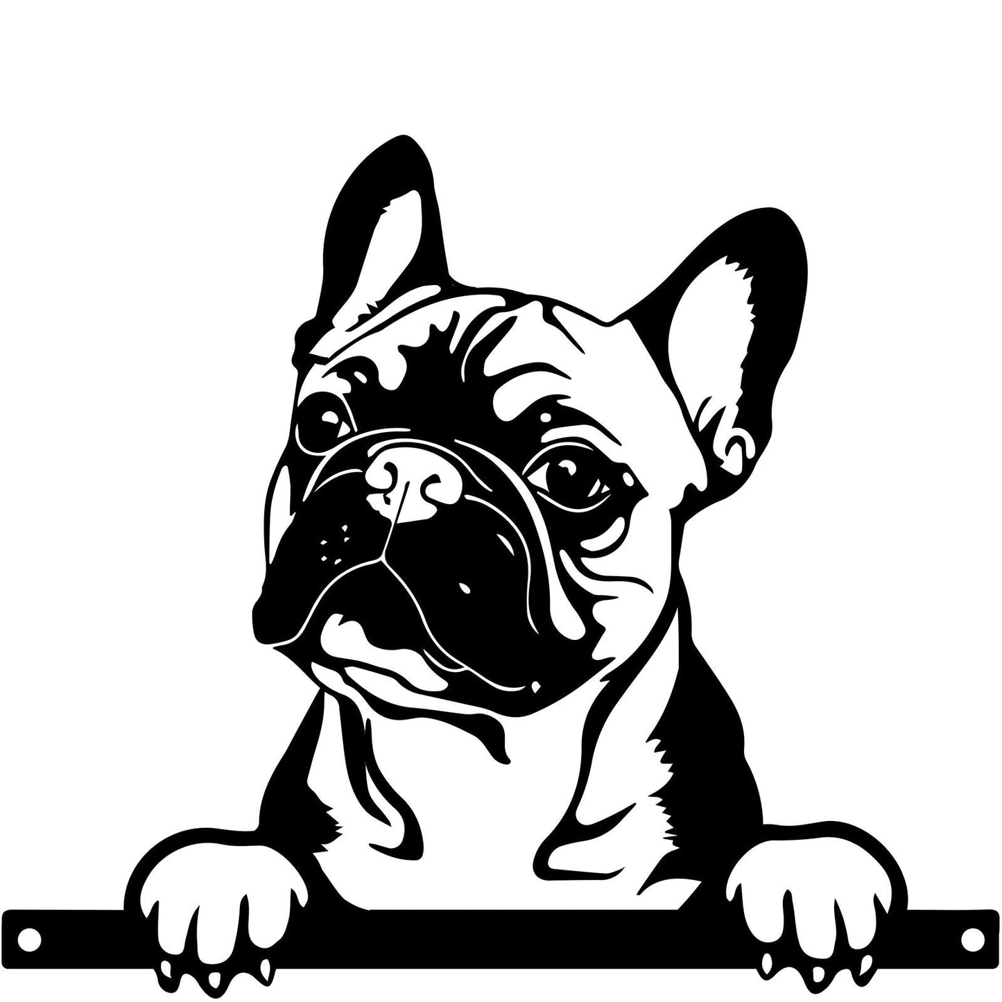 Metal Frenchie Peeking Dog Silhouette – 28cm x 32cm | Decorative Metal French Bulldog Art for Home & Garden Décor