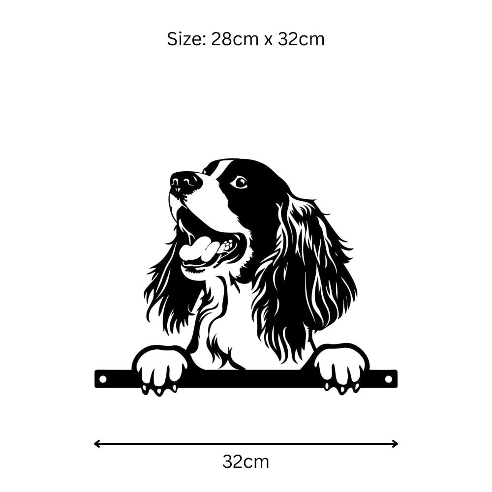 Metal Spaniel Peeking Dog Silhouette – 28cm x 32cm | Decorative Metal Spaniel Art for Home & Garden Décor