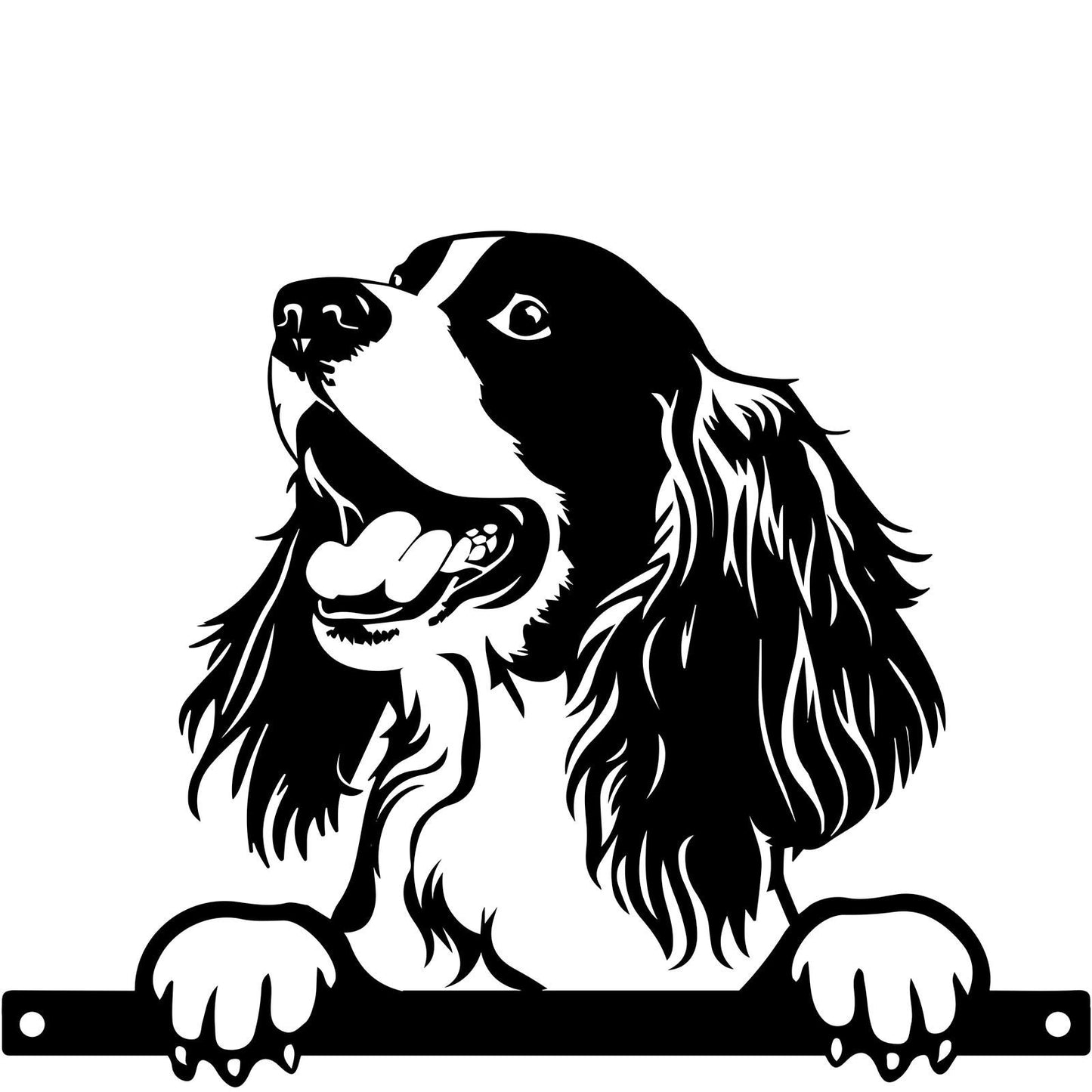 Metal Spaniel Peeking Dog Silhouette – 28cm x 32cm | Decorative Metal Spaniel Art for Home & Garden Décor