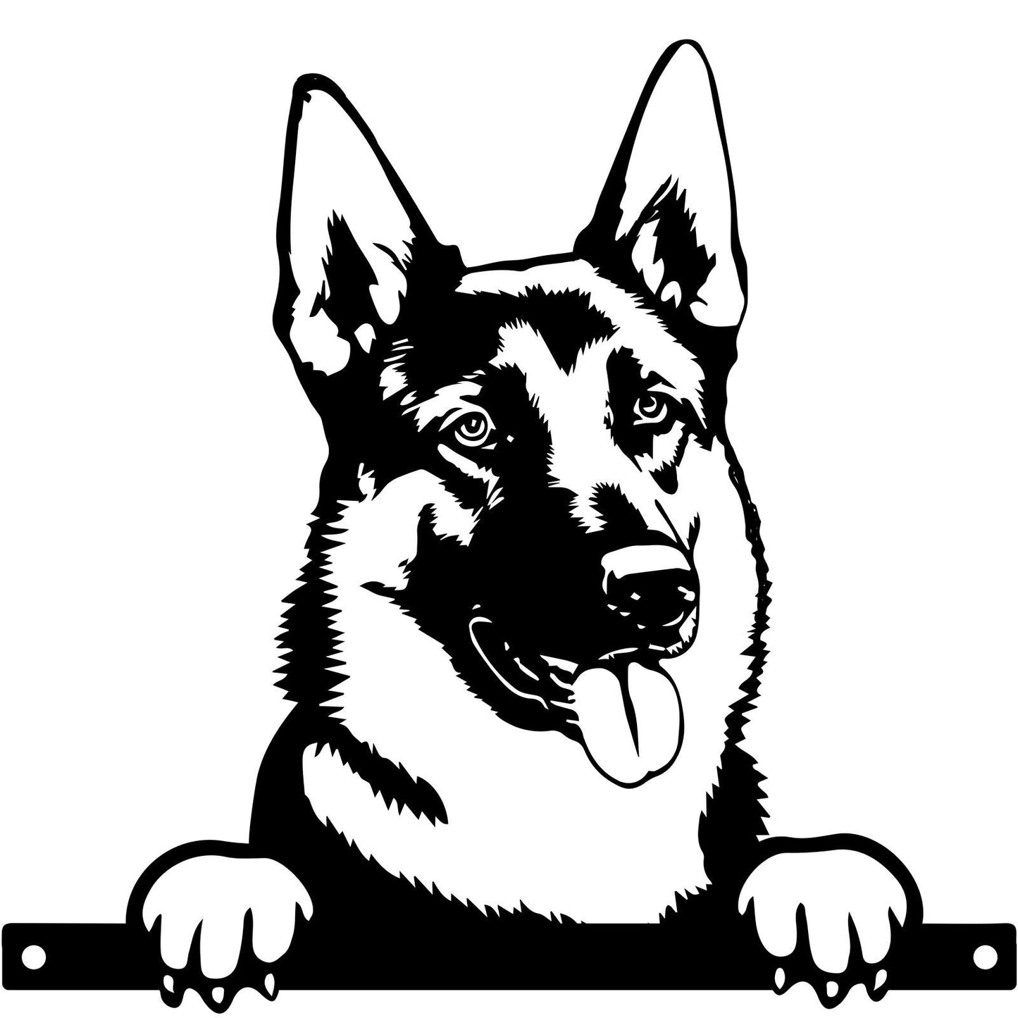 Metal German Shepherd Peeking Dog Silhouette – 28cm x 32cm | Decorative German Shepherd Art for Home & Garden Décor