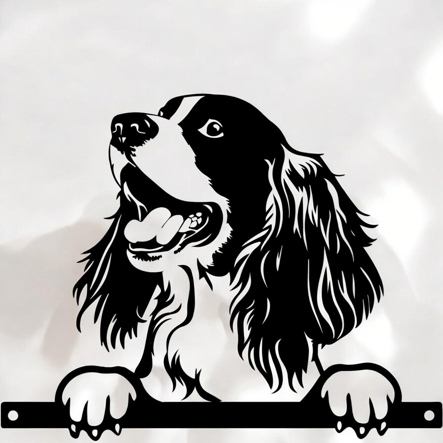 Metal Spaniel Peeking Dog Silhouette – 28cm x 32cm | Decorative Metal Spaniel Art for Home & Garden Décor
