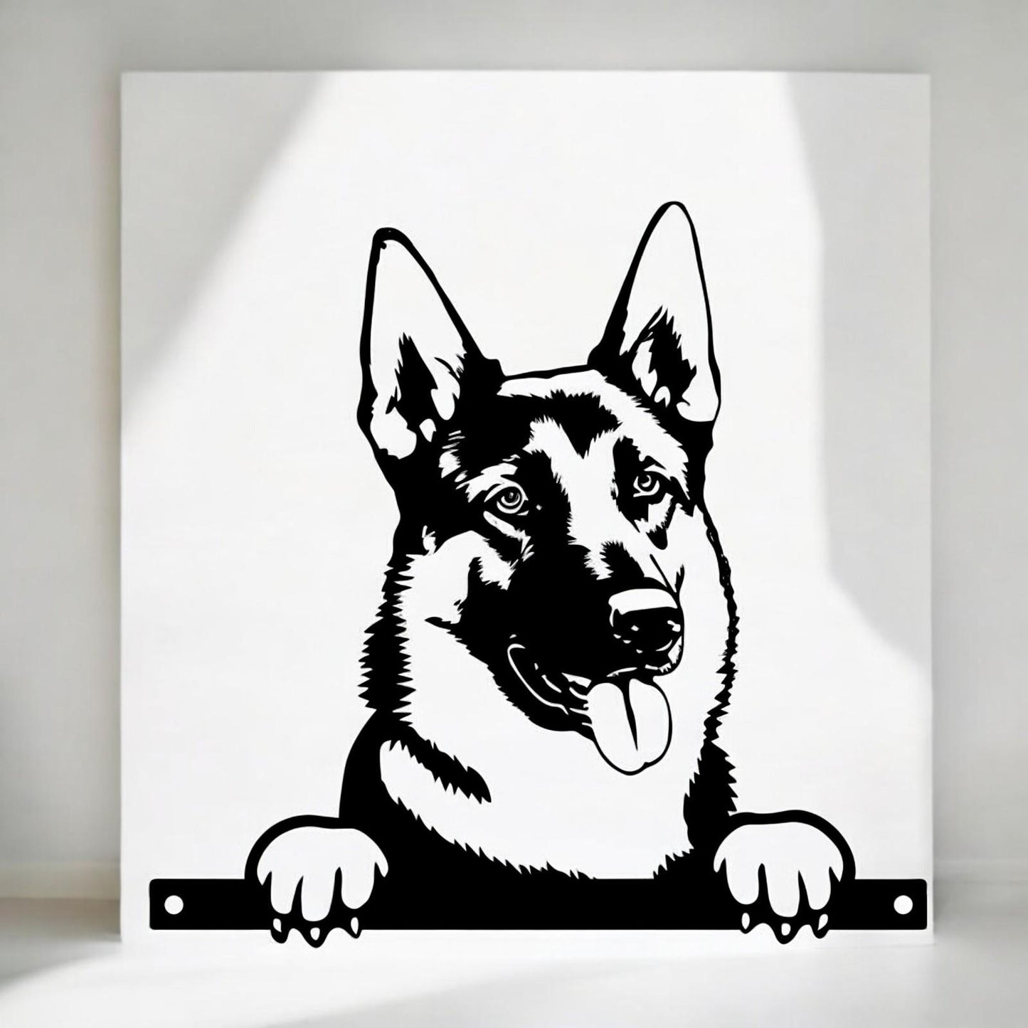 Metal German Shepherd Peeking Dog Silhouette – 28cm x 32cm | Decorative German Shepherd Art for Home & Garden Décor