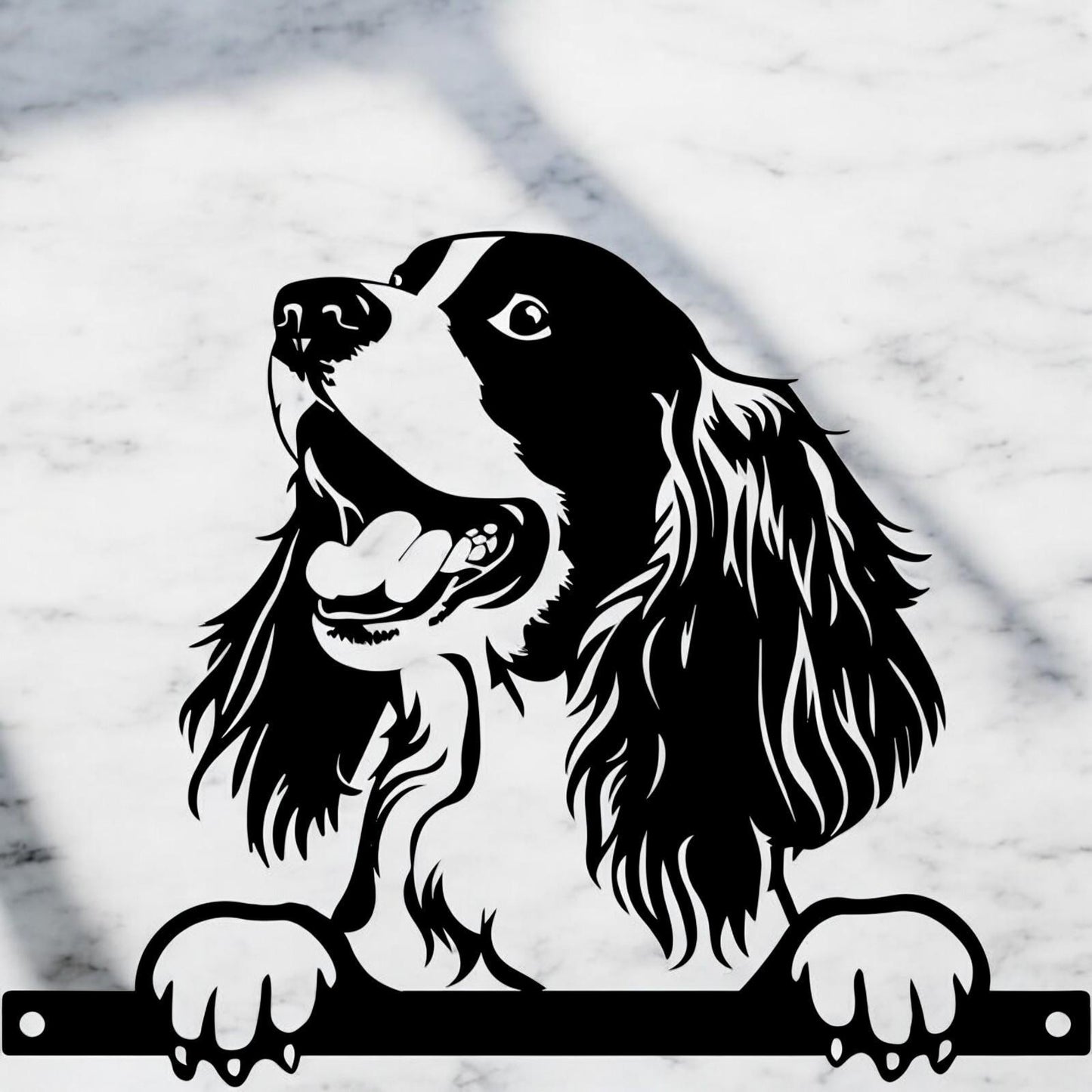 Metal Spaniel Peeking Dog Silhouette – 28cm x 32cm | Decorative Metal Spaniel Art for Home & Garden Décor