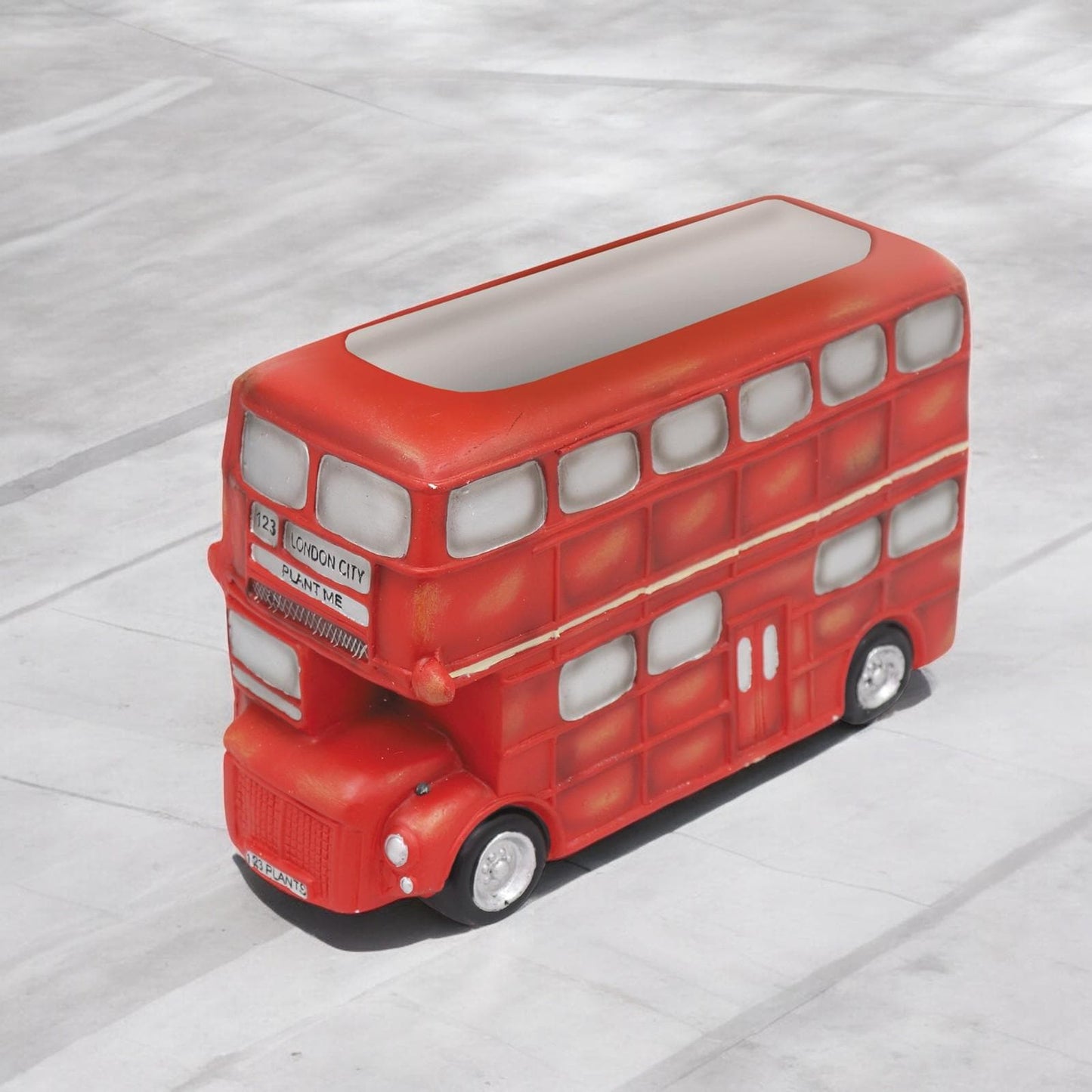 Large Resin London Bus Planter β 24.5cm x 18cm x 40.5cm | Iconic Red Double-Decker Bus Garden Planter