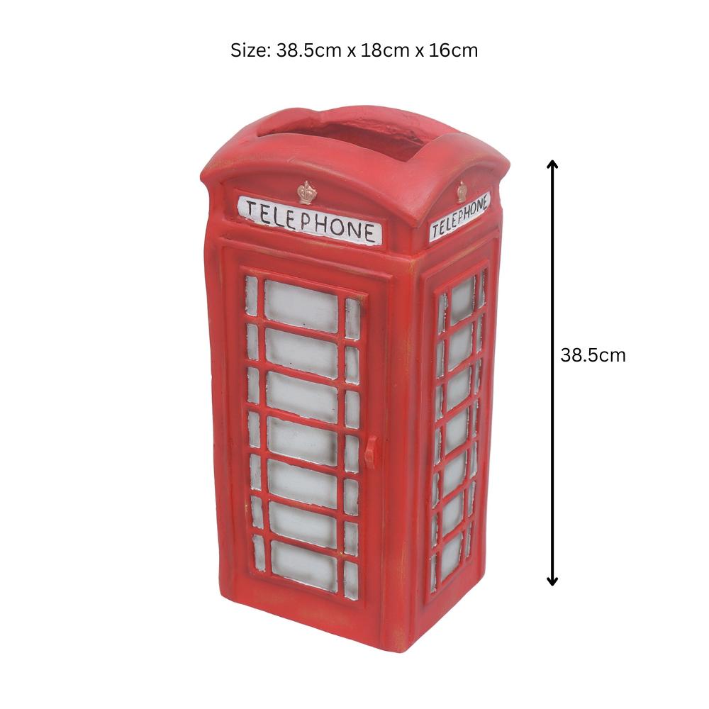 Large Resin London Telephone Box Planter β 38.5cm x 18cm x 16cm | Unique British Red Telephone Box Garden Planter