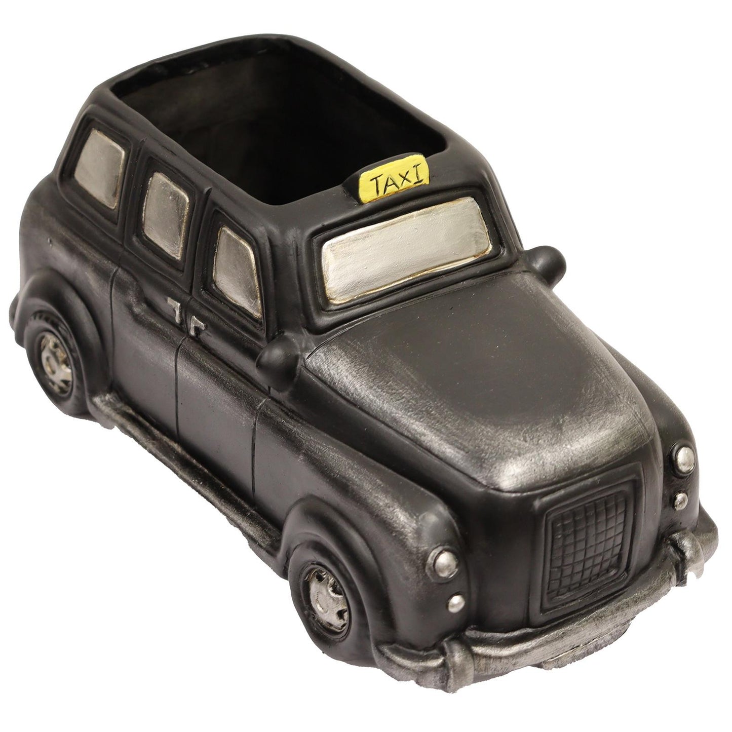 Resin London Taxi Planter – 14cm x 13cm x 28.5cm | Iconic Black Cab Flower Pot for Indoor & Outdoor Décor