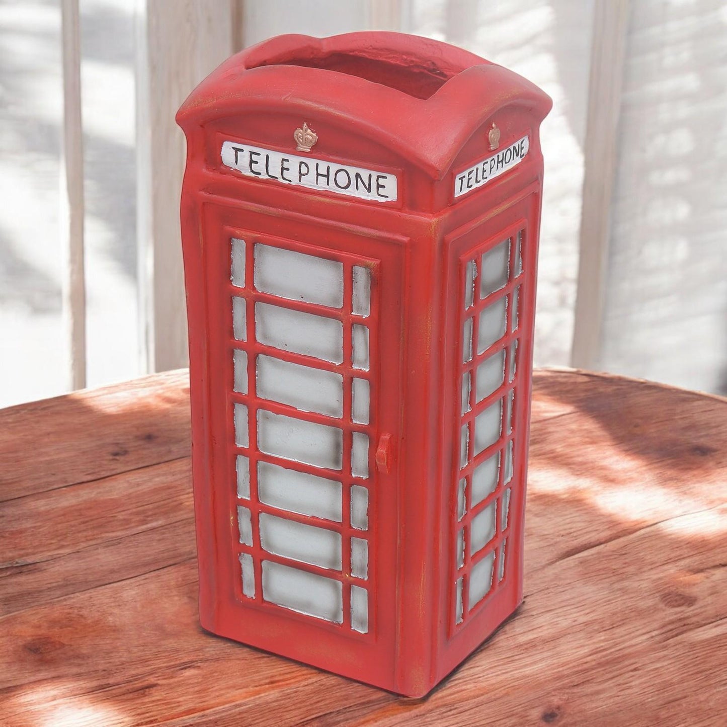 Large Resin London Telephone Box Planter β 38.5cm x 18cm x 16cm | Unique British Red Telephone Box Garden Planter
