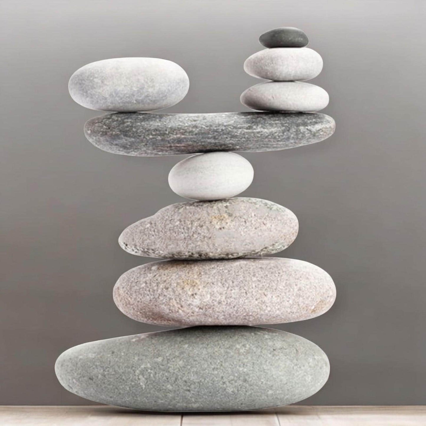 Resin 9 Stone Cairn Sculpture – 30.5cm x 23.5cm x 9cm | Zen Garden Rock Stack for Outdoor & Indoor Décor