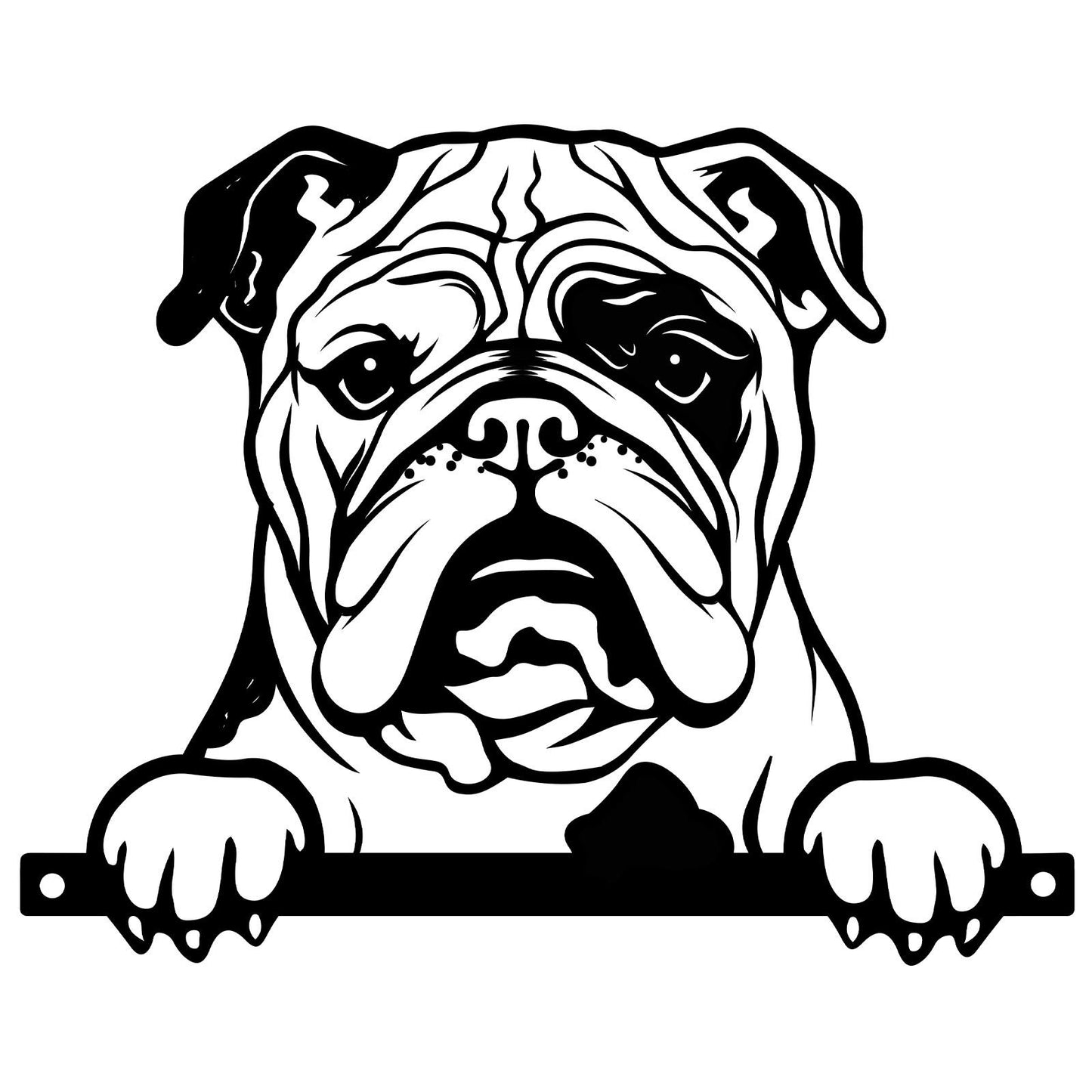 Metal Bulldog Peeking Dog Silhouette – 25.5cm x 32cm | Durable Outdoor & Indoor Wall Art for Garden, Fence, or Home Décor