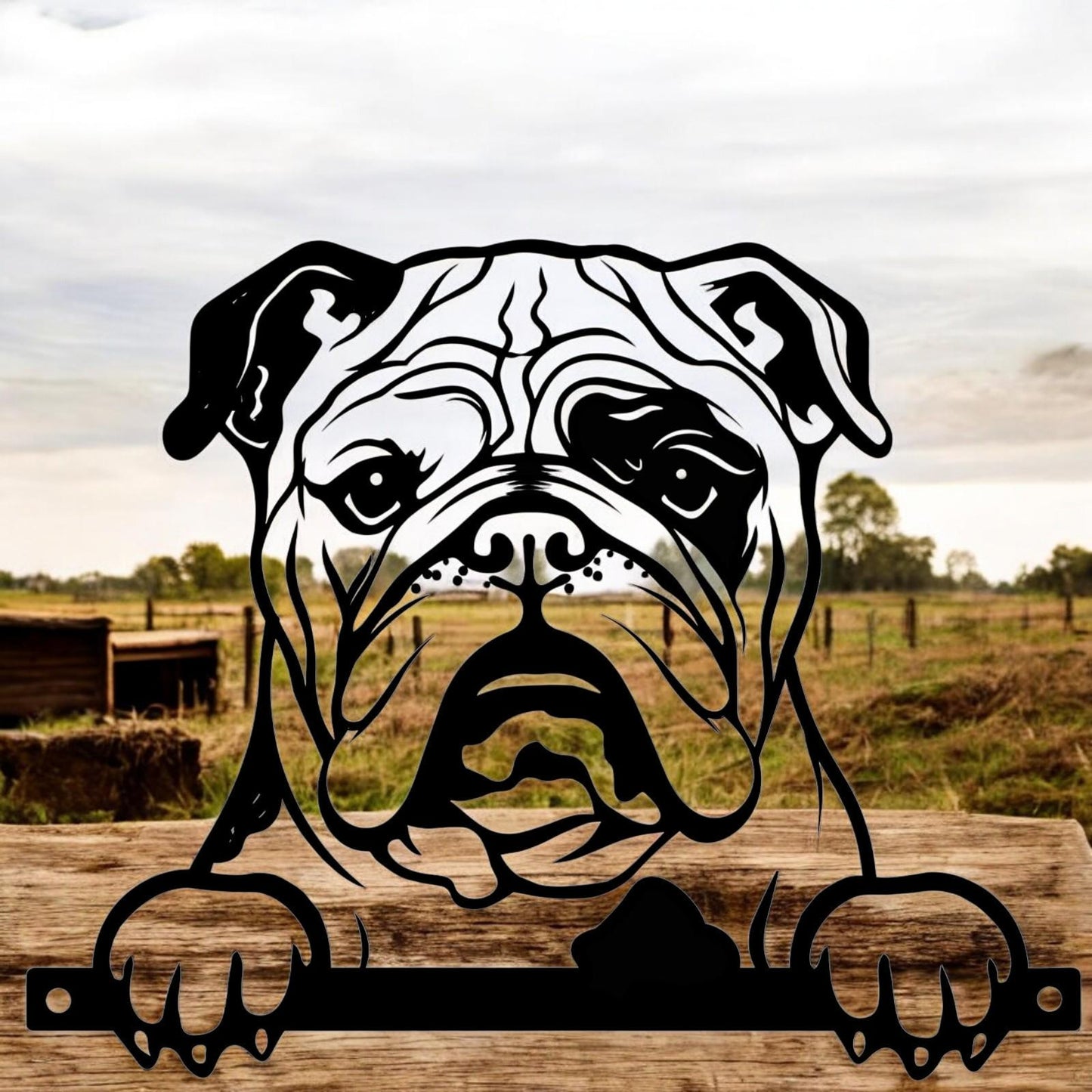 Metal Bulldog Peeking Dog Silhouette – 25.5cm x 32cm | Durable Outdoor & Indoor Wall Art for Garden, Fence, or Home Décor