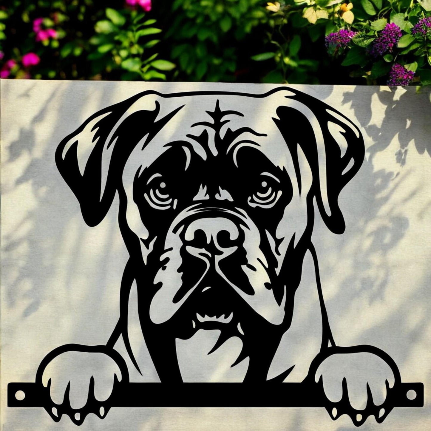 Metal Boxer Peeking Dog Silhouette – 26cm x 32cm | Durable Outdoor & Indoor Wall Art for Garden, Fence, or Home Décor
