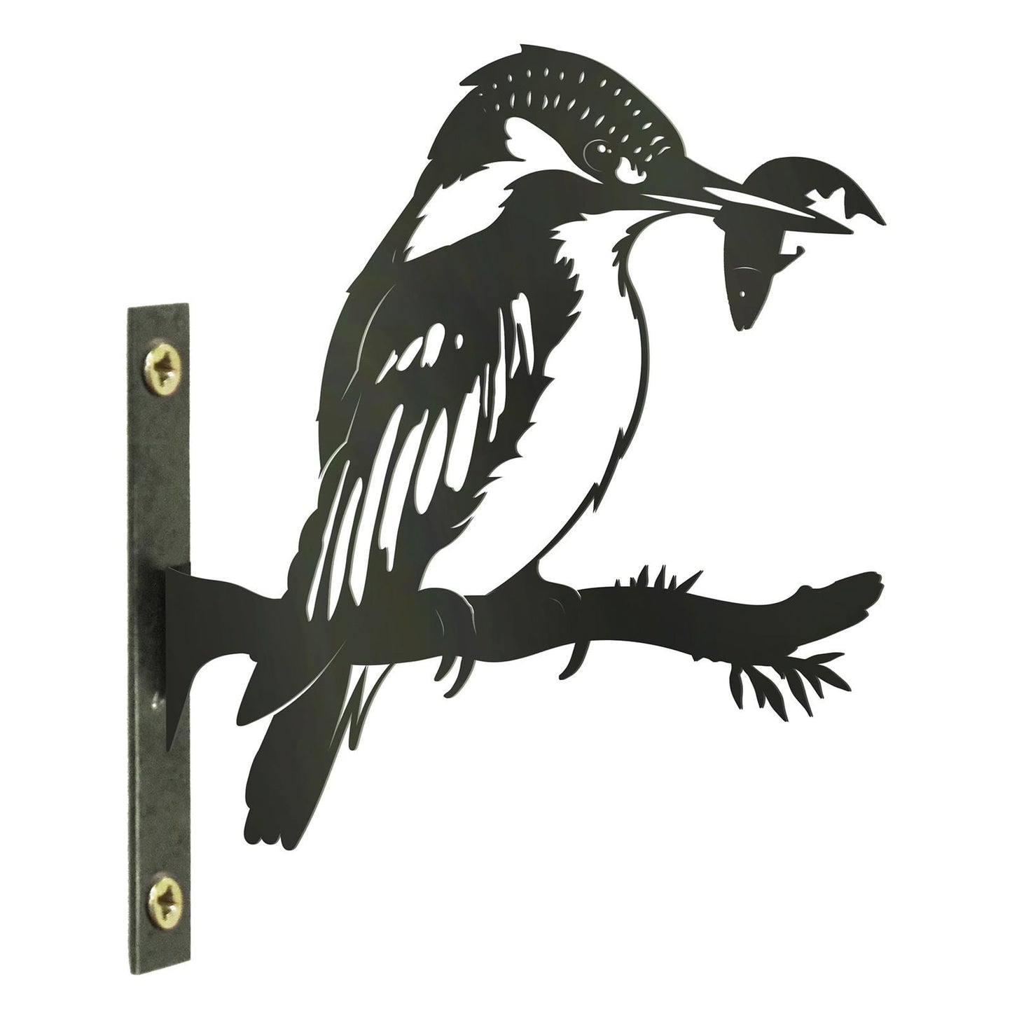 Metal Kingfisher Tree Silhouette – 18cm x 28cm | Rustic Outdoor & Indoor Wall Art for Garden, Fence, or Home Décor