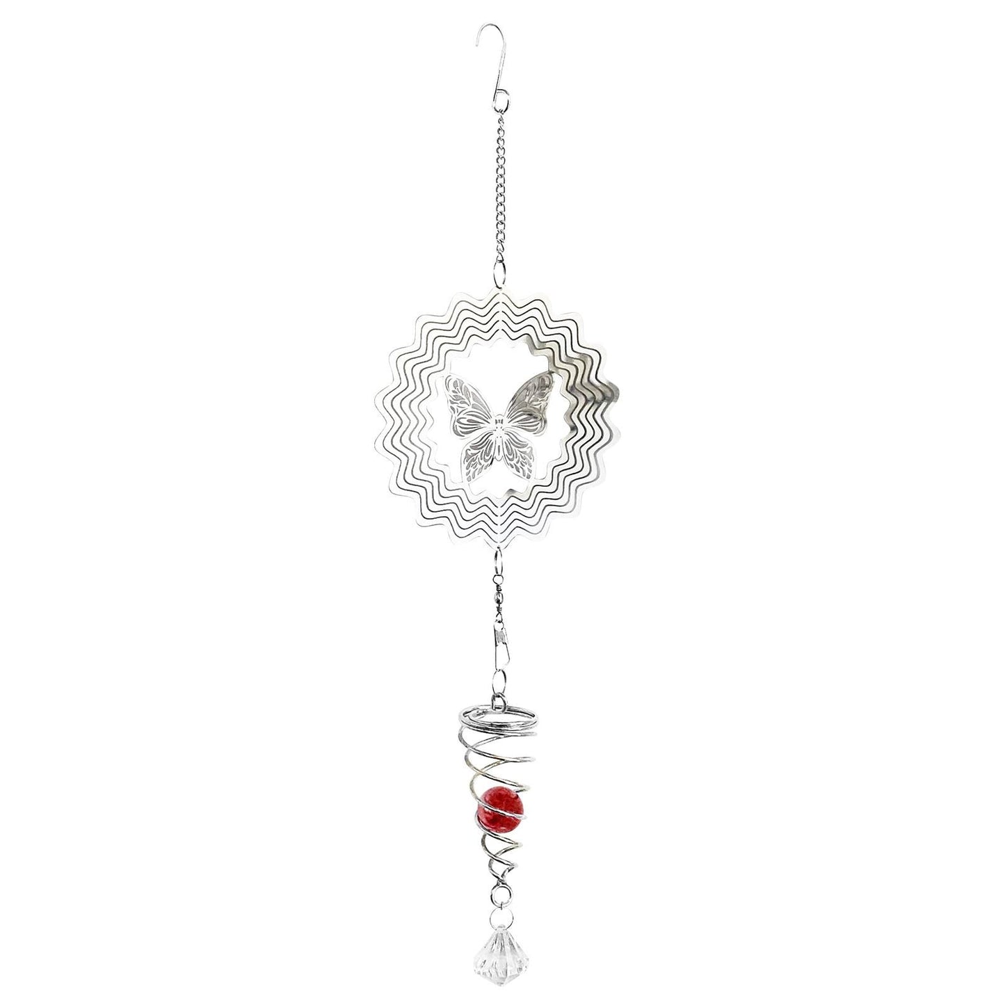 Hummingbird Stainless Steel Hanging Spiral Spinner – 80cm x 15cm | 3D Kinetic Wind Sculpture for Garden, Patio & Home Décor