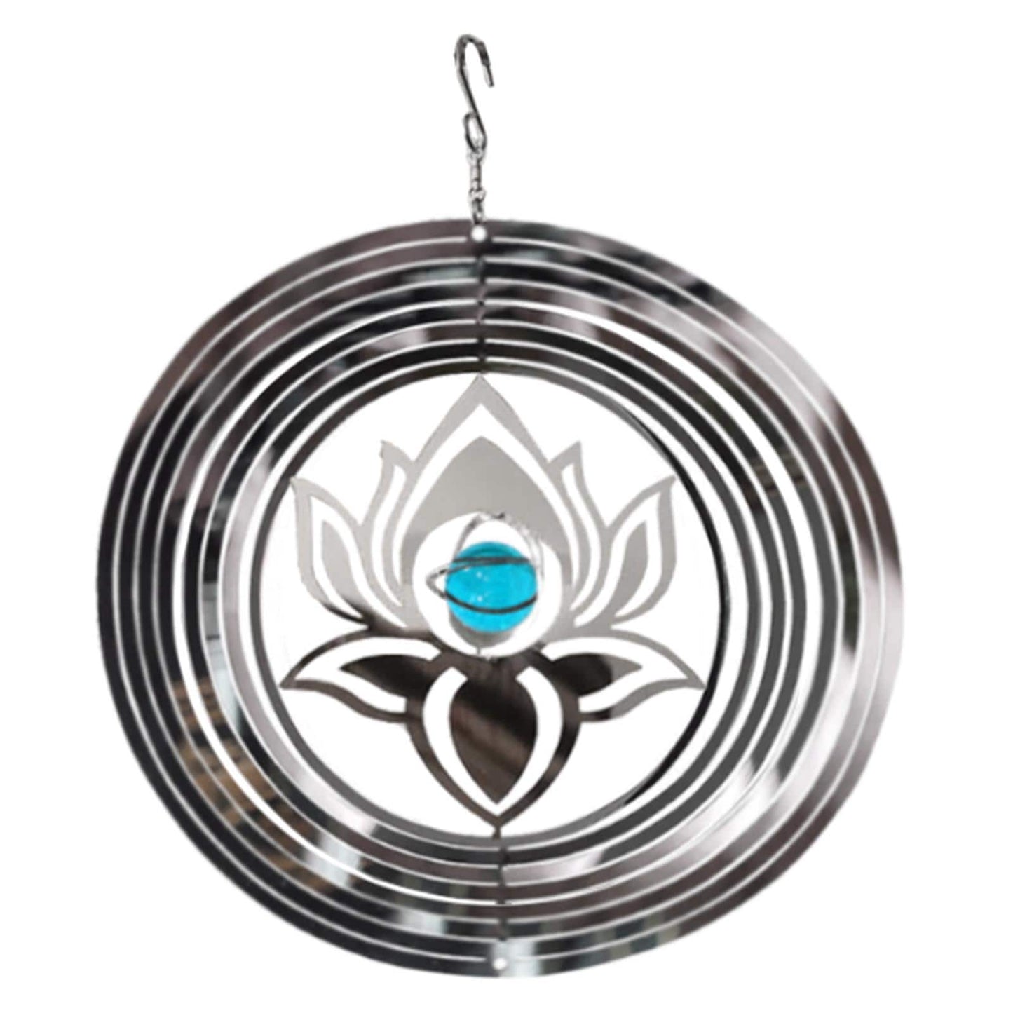 Serenity Stainless Steel Hanging Wind Spinner β 34cm x 25cm | 3D Metal Kinetic Garden Ornament & Outdoor Wind Sculpture