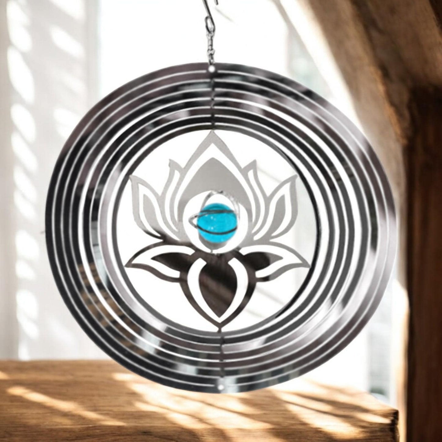 Serenity Stainless Steel Hanging Wind Spinner β 34cm x 25cm | 3D Metal Kinetic Garden Ornament & Outdoor Wind Sculpture