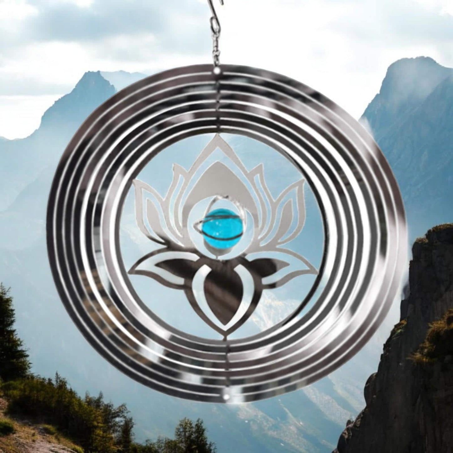 Serenity Stainless Steel Hanging Wind Spinner β 34cm x 25cm | 3D Metal Kinetic Garden Ornament & Outdoor Wind Sculpture