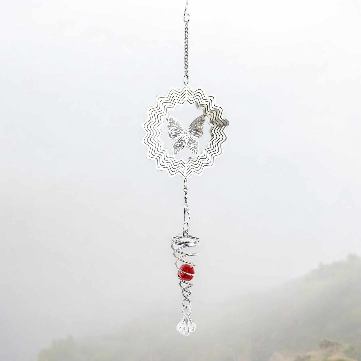 Hummingbird Stainless Steel Hanging Spiral Spinner – 80cm x 15cm | 3D Kinetic Wind Sculpture for Garden, Patio & Home Décor