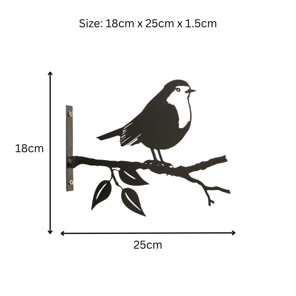 Metal Robin Tree Silhouette – 18cm x 25cm | Decorative Metal Bird Wall Art & Garden Ornament | Hanging Décor for Outdoor