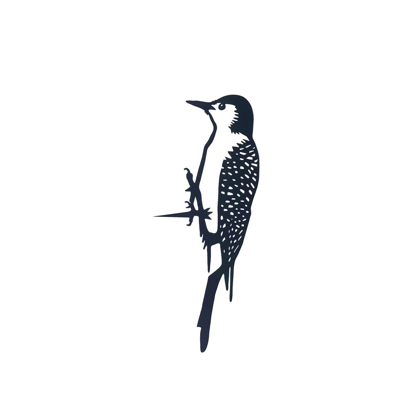 Metal Woodpecker Tree Silhouette – 25cm x 9cm | Rustic Metal Bird Wall Art & Garden Ornament | Weatherproof Hanging Décor for Outdoor